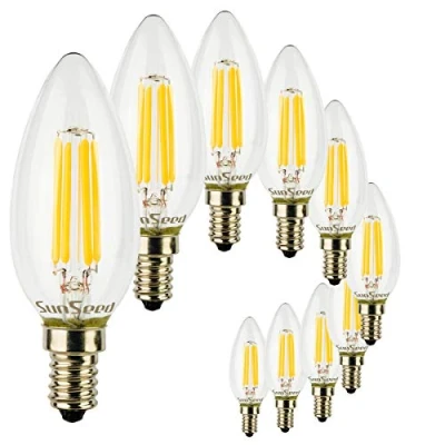 Imagen de SunSeed 10x Bombilla Vela Filamento LED E14 6W = 60W Blanco Cálido 2700K