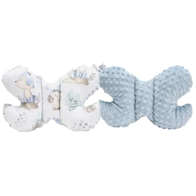 Imagen de Medi Partners Almohada para bebé Mariposa 100% Algodón Minky Soporte el cuello niños Cochecito Viajes Dormir Rollo de repetición