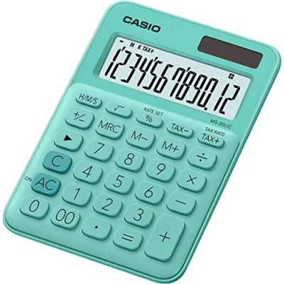 Imagen de Calculadora Casio MS 20 UC GN, Pantalla extra grande, Cálculo de tasas, Verde