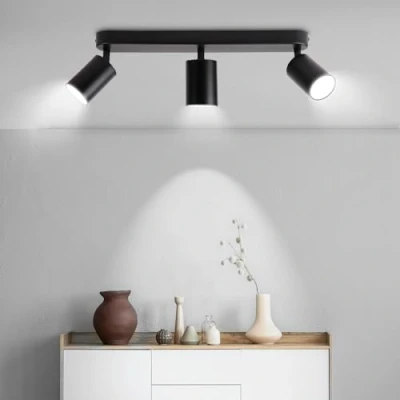 Imagen de CANMEIJIA 3 Focos Lampara Techo Plafon LED Gu10 Interior Rotación de 350 Ajustable Lamparas Dormitorio Adecuado para Pasillo Salón Ferroso (Sin Bombilla)