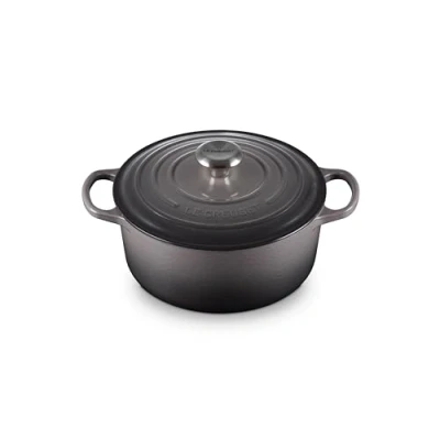 Imagen de Le Creuset Evolution Cocotte con Tapa, Redonda, Todas Las Fuentes de Calor Incl. inducción, 4,2 l, Hierro Fundido, Gris(Flint)