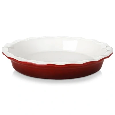 Imagen de LOVECASA Fuente de Horno Redonda Cerámica Molde Tarta Pan (28 * 5CM) para Pasteles, Tartas, Cazuelas, Color Rojo