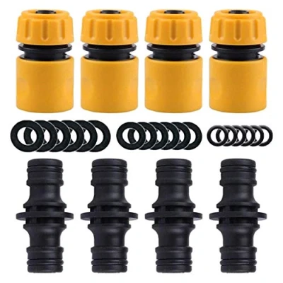 Imagen de YAAVAAW Paquete de 8 conectores manguera jardín: contiene 4 extremo y extensores conector macho doble, ajuste para 15 mm