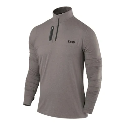 Imagen de TCA Camiseta Deporte Manga Larga Hombre Deportiva Secado Rápido Fusion Pro Quickdry con Media Cremallera para Gris Oscuro/Gris Oscuro, XXL