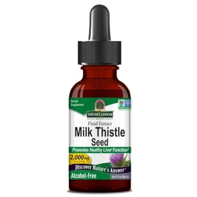 Imagen de Nature&#039;s Answer, Milk Thistle Extract (Extracto de Cardo Mariano), Gotas Veganas, 30ml, Probado en Laboratorio, Sin Soja, Gluten, Vegetariano, No GMO