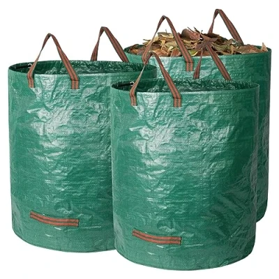 Imagen de Diealles Shine 3pcs x 272L Bolsas de Basura Jardín, Sacos Jardín con 3 Manejars, Autónomo, Resistentes al Agua, Saco para Desechos Duradero Anticorrosión