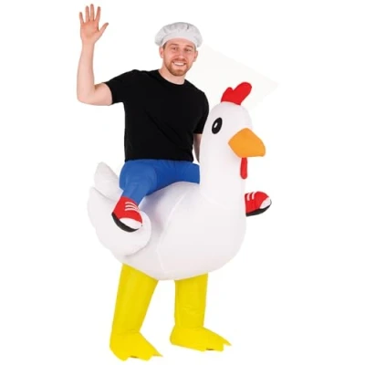 Imagen de AirSuit® Disfraz Hinchable de Pollo Traje Peculiar Tamaño Adulto Poliéster Cómodo Resistente Sistema inflación Incluido OriginalCup®