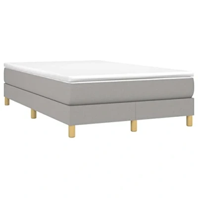 Imagen de vidaXL Estructura de Cama, Somier Matrimonio Listones, Base Cama Tapizada, Mueble para Dormitorio Hogar, Tela Gris Claro 120x200 cm