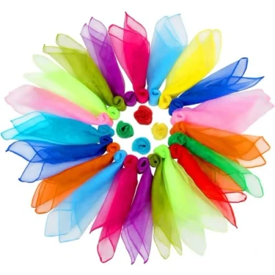 Imagen de 36 paños de malabarismos coloridos seda para niños, toallas danza cuadrada, gimnasia, malabares, bufandas danza, sensoriales, baile, 60 x cm,