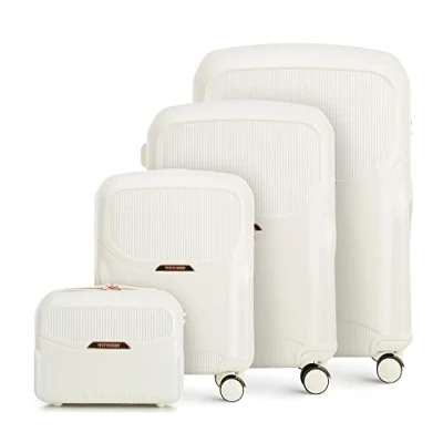 Imagen de WITTCHEN Lady 2 Line Maletas de Viaje Juego 4 (S+M+L+Neceser) Elegantes Policarbonato rígido Cerradura combinación TSA Ruedas Mango telescópico Crema