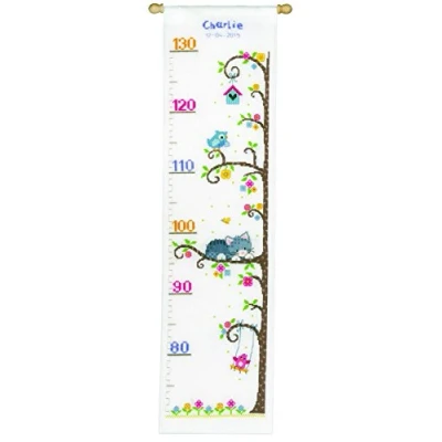 Imagen de VERVACO Kit Punto De Cruz Medidor Altura para Niños Gato EN EL ÁRBOL Regalos DIY Completo Creativo Manualidades Creatividad Adultos Decoracion Pared Bordar Principiantes ca. 18 x 70 cm