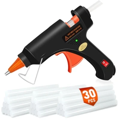 Imagen de Crenova pistola silicona caliente de + 60 barras pegamento transparente para manualidades y reparaciones rápidas en casa oficina 20w