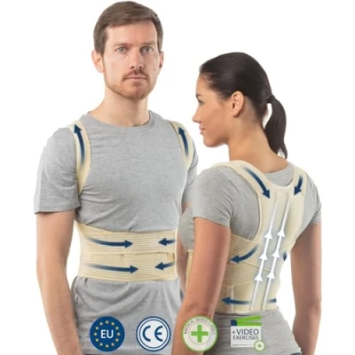 Imagen de Corrector Postura Espalda de Mujer y Hombre Espalderas Cifosis Faja Postural Cervical Talla 2 Piel