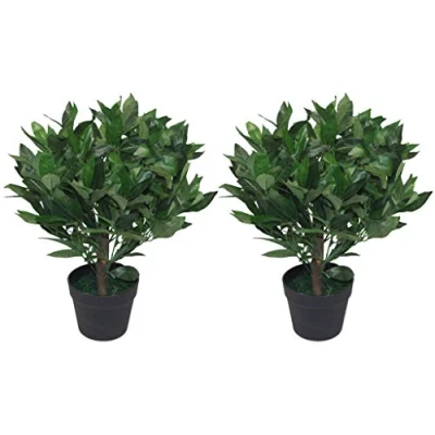 Imagen de Leaf Hojas de arbustos Artificiales Enanos Laurel Topiary arbustos, 50 cm, Color Verde (LEAF 7091 PAIR)