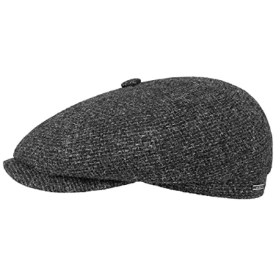 Imagen de Stetson Gorra Plana de Lana Hatteras Shetland Hombre con Visera chata Forro Interior algodón Caballero otoño/Invierno Antracita 61 cm