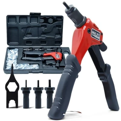 Imagen de CCLIFE Remachadora de Tuercas, Manual con 4 Mandriles Intercambiables M3 M4 M5 M6, 180 Piezas Tuercas Remache, para Garaje Taller Industria Acero Inoxidable