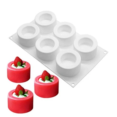 Imagen de molde silicona, moldes silicona 3d para postres pudín, 6 cavidades Forma de Taza pudín