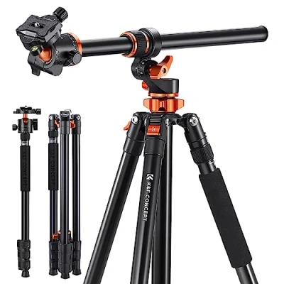 Imagen de K&amp;F Concept Trípode Cámara 230CM Tripode Fotografía Profesional en Aluminio con Columna Central Monopié,360 Rótula de Bola Placa Liberación para Canon DSLR