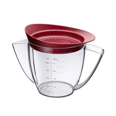 Imagen de Westmark Jarra separadora de grasa con tapa para colar, volumen llenado: 1 litro, plástico, transparente/rojo, 30752260