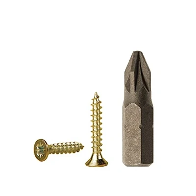 Imagen de Lote de 500 tornillos madera acero chapado en zinc amarillo 2,5 x 16 mm, aglomerado, tornillo universal Pozi Drive, PZ cabeza avellanada Pozidriv (500, mm)