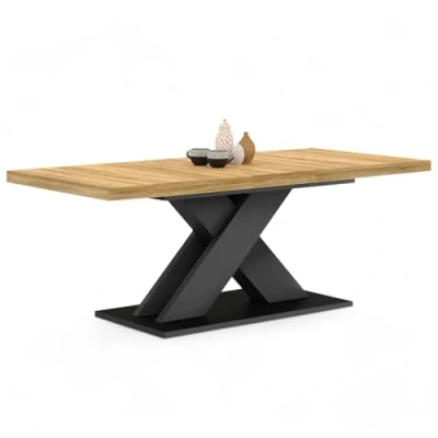 Imagen de IDMarket Alicia Mesa de comedor extensible rectangular 6 10 personas, madera y negro, 160 200 cm
