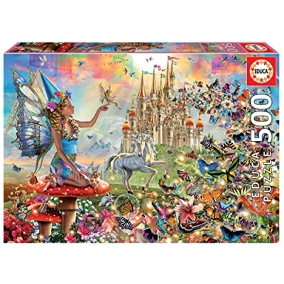 Imagen de Educa Puzzle de 500 Piezas para Adultos Hadas y Mariposas. Incluye Pegamento Fix Puzzle. A Partir 11 años (19247)