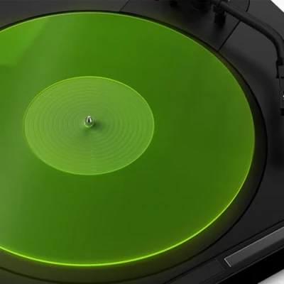 Imagen de alfombrilla giratoria para tocadiscos, antideslizante de vinilo antiestático, bajo más apretado y definido, verde