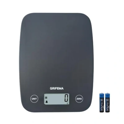 Imagen de GRIFEMA GA2004, Báscula de Cocina con Pantalla LCD, Balanza Alimentos Multifuncional 5 kg (1g Exacto) para Hornear y Cocinar, 2 Baterías Incluidas
