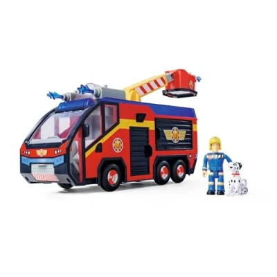 Imagen de Simba 109252595 Figura de Júpiter Bombero, camión Bomberos, Sam y Radar, Efectos luz, Sirena, Escalera giratoria, Flechas Agua, Plataforma para Quad, 32 cm, Accesorios, a Partir 3 años