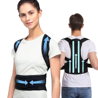 Imagen de corrector de postura, espalda para hombre y mujer, soporte recto espalda, lumbar ajustable, crea una postura erguida segura