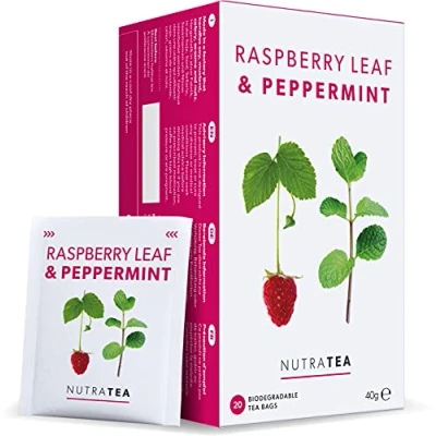 Imagen de Nutra Tea Té de hoja frambuesa y menta para el embarazo las futuras madres 120 bolsas hierbas (paquete 6)