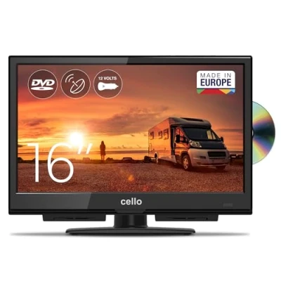 Imagen de Cello C1624F 12V 16&quot; Camping Travel Full HD LED TV Reproductor de DVD Integrado DVB T/T2 C S/S2 Adaptador 12 V para Coche Pitch Sound una Experiencia Sonido única