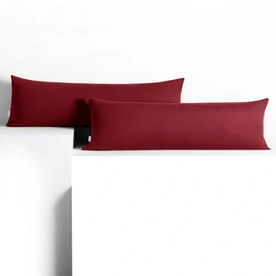 Imagen de DecoKing 2 Fundas de Almohada 40 x 145 cm, algodón, con Cremallera, Color Burdeos y ámbar