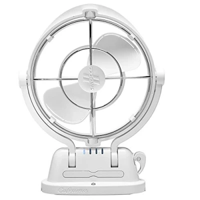 Imagen de SEEKR Sirocco II, 7010CAWBX, 3 velocidades, flujo de aire 360 grados, ventilador cardán cable directo, 125/185 CFM, 12/24 V, blanco, hoja 17,8 cm