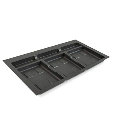 Imagen de Emuca Base Recycle para contenedores de cajón Cocina, 3 Huecos, módulo 80cm (736x482mm), Plástico Gris Antracita
