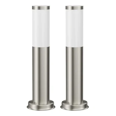 Imagen de ledscom.de 2 pcs. luz de camino/luz bolardo/luz jardín PORU para exteriores, IP44, 39 cm, acero inoxidable, 1x E27 máx. 40W