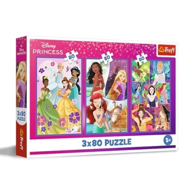 Imagen de Trefl Puzzle 3en1: Disney Princess, Princesas Amigas 3 x 80 Piezas, Set de Tres puzles para niños a Partir 5 años, Multicolor (34884)