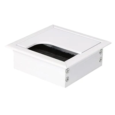 Imagen de KOTARBAU® Pasacables de aluminio 80 x mm, para muebles, Blanco, rectangular aluminio, mesa, escritorio, Organizador cables, Boquilla cables con tapa