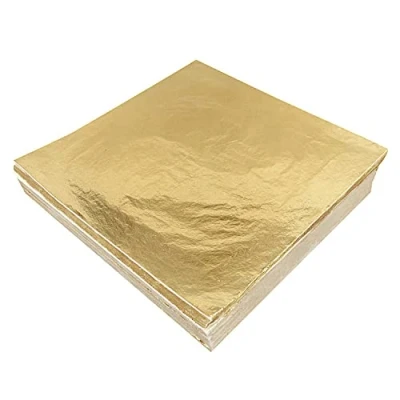 Imagen de xQzit 100 Hojas doradas de lámina dorada 14 x cm para dorar, uñas, arte y manualidades Papel aluminio dorado ideal muebles, decoración del hogar proyectos lienzo
