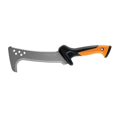 Imagen de Fiskars Gancho dentado, También se puede utilizar como chuchillo, Incluye funda de nylon, Longitud la hoja: 23 cm, Acero endurecido/plástico, Negro/naranja, 1051233