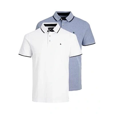 Imagen de Jack &amp; Jones para Hombre JJEPAULOS Polo SS 2PK, White/1White1BrightCobalt, S