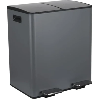 Imagen de Spirella CUBO BASURA DE 40L PARA RECICLAJE CON PEDAL RETRACTIL MODELO ALIYA EN COLOR GRIS MATE 2 X 20L. CAIDA AMORTIGUADA Y CUBOS INTERIORES 20L