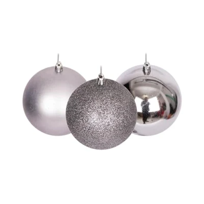 Imagen de 60 mm/6 Bolas de Navidad inastillables, Color Gris Medio, Decoraciones árbol Navidad, Adorno Colgantes decoración navideña, Brillante, Mate,