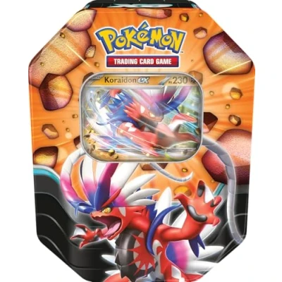 Imagen de Pokémon Lata Leyendas Afiladas de Koraidon ex JCC (1 Carta holográfica y 4 Sobres Mejora)