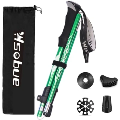 Imagen de Bastónes de Senderismo,Bastón Trekking Plegable Anti Choque Aluminio 7075, Bastones Marcha para Senderismo Alpinismo Trail Viaje (Verde 1 Bastón)