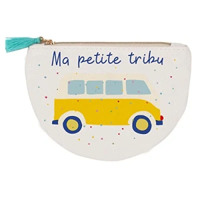 Imagen de Draeger Paris Monedero Ma Petite Tribu, 100% algodón, con Cremallera y Borla, 12 x 9,5 cm