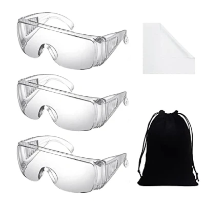 Imagen de PFLYPF 3 gafas de protección, con 1 funda franela negra y capas paño blanco para gafas, resistente al polvo, a prueba arena salpicaduras, protectoras resistentes los golpes