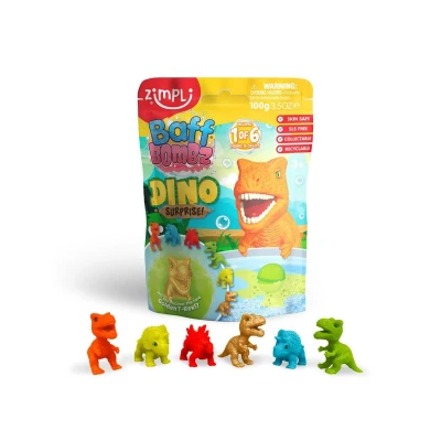 Imagen de Bomba de Baño Sorpresa Dinosaurio Grande Zimpli Kids, 6 Juguetes para coleccionar, Juguete Efervescente Niños, Regalo Rellenar el Calcetín