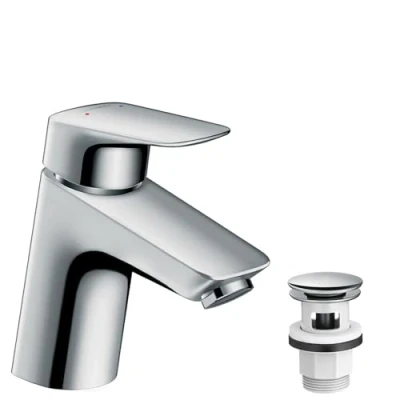 Imagen de hansgrohe Logis Grifo monomando de lavabo 70, para calentadores agua abiertos, con vaciador Push Open, cromo, 71074000
