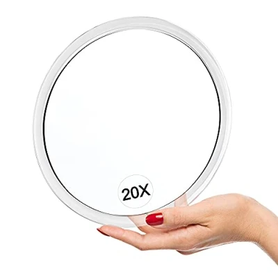 Imagen de YoHumk 20X Aumento Espejo con ventosas (Redondo de 15cm) Maquillaje Pinzas Eliminación Puntos Negros y Manchas Depilarse Las Cejas Ideal para el hogar Viaje